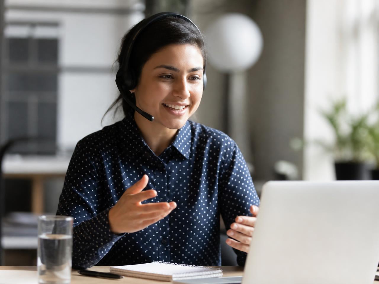 Support specialist looking up a client record